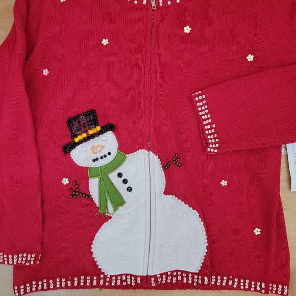 Snowman Winter Sweater Cardigan - Picture 2 of 13